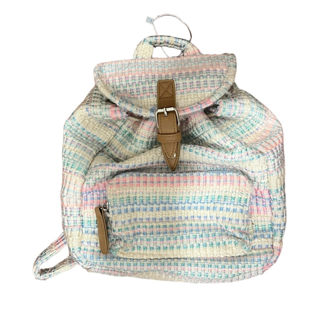 Colorful striped backpack.